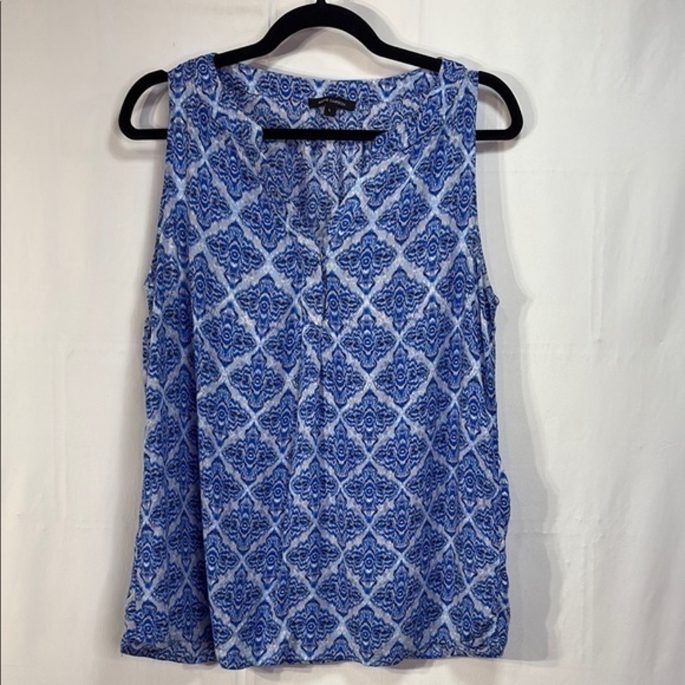 🍔Anne Carson Blue and White Sleeveless Tank blouse